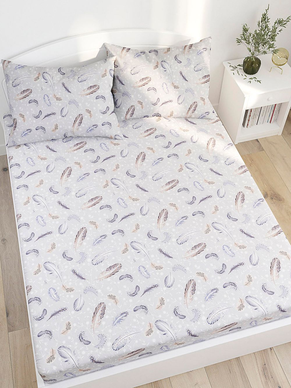 Постельное белье Anna Maria "Перышко" 2-спальный   наволочки 50х70 2шт Простынь на резинке 160х200 см  Пододеяльник 175х215 см