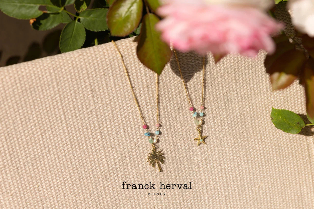 Колье Franck Herval, Summer, с ракушкой, нефритом, жемчугом, бирюзой и кристаллом, FH26.1-15-64620 (