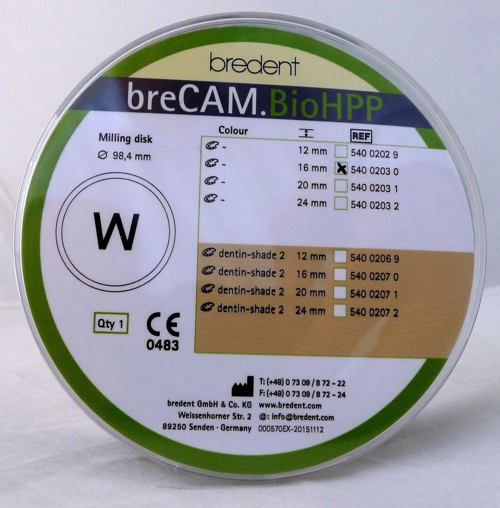 Бланк breCAM PEEK кремовый 16мм 54002030