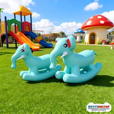 Качалка в игровую комнату «Голубой слонёнок», 2×0,7×1,4 м