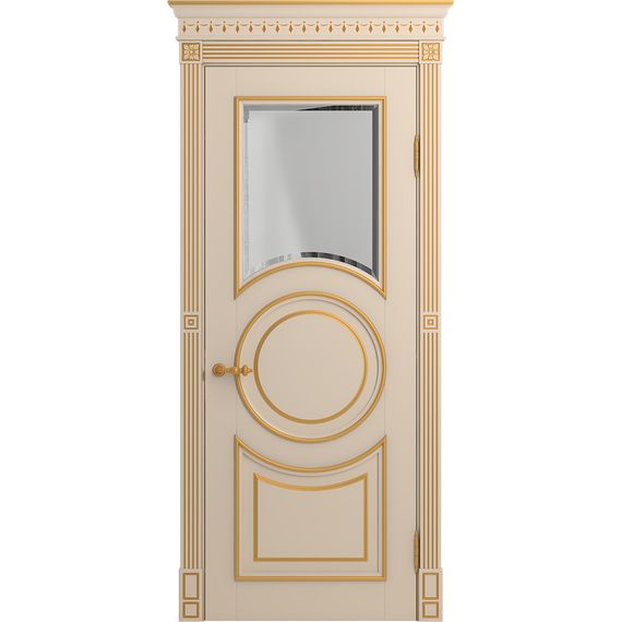Межкомнатная дверь массив бука Viporte Лацио Амбиенте ваниль патина золото остекление 1