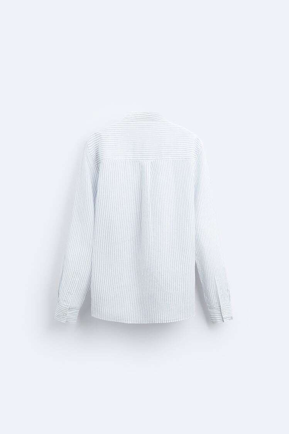 ZARA РУБАШКА ИЗ СМЕСОВОГО ЛЬНА, БЕЛЫЙ/НЕБЕСНО-ГОЛУБОЙ