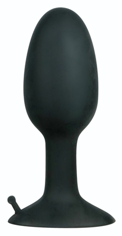 Полая анальная пробка с шариком Small Silicone Plug - 8 см. (Цвет: черный)