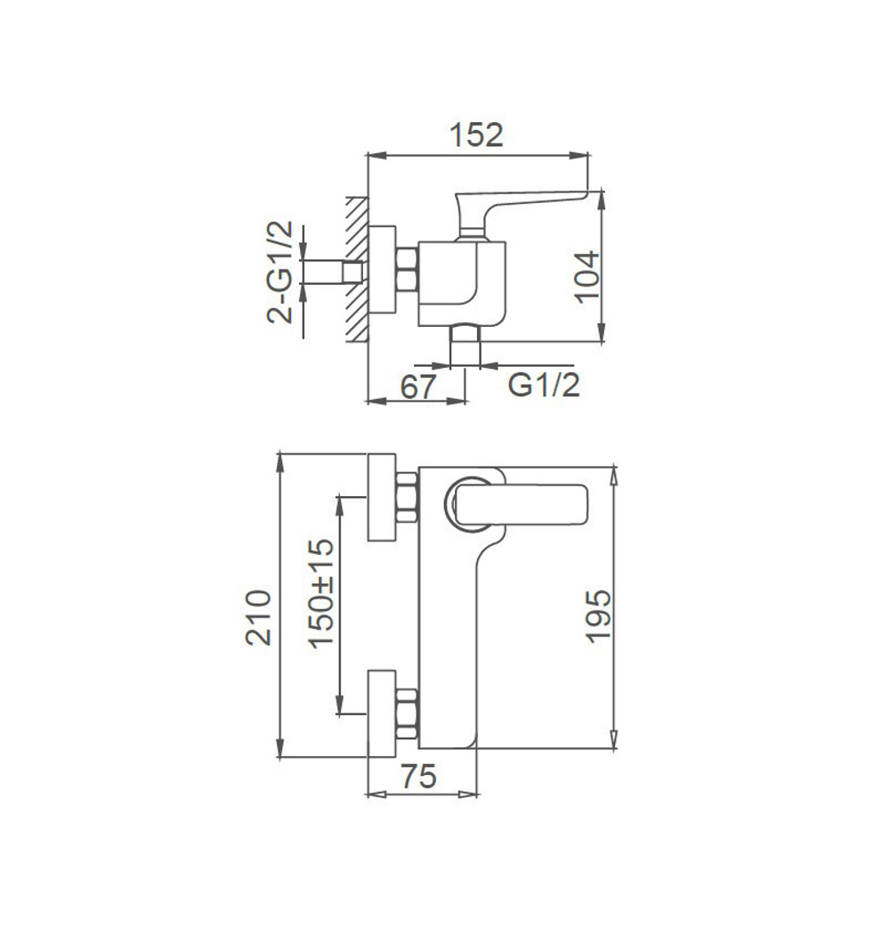 Смеситель для душа WONZON & WOGHAND SHARK, Хром (WW-484101-CR)