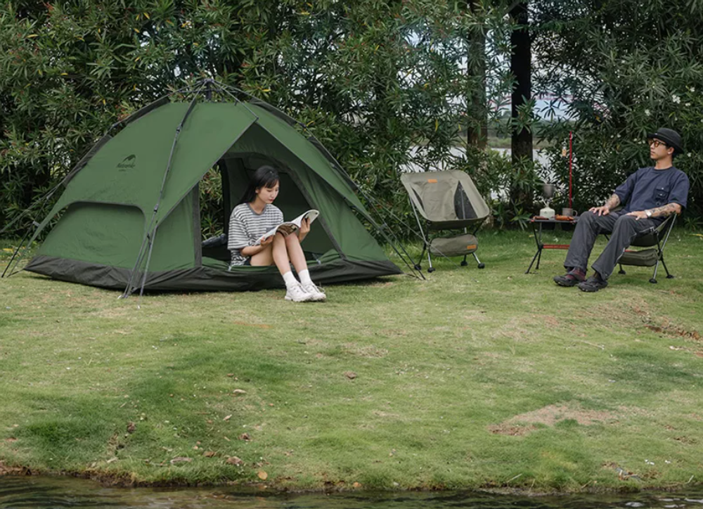 Палатка Naturehike 4-местная, быстросборная, зеленая, артикул NH21ZP008-4FGR