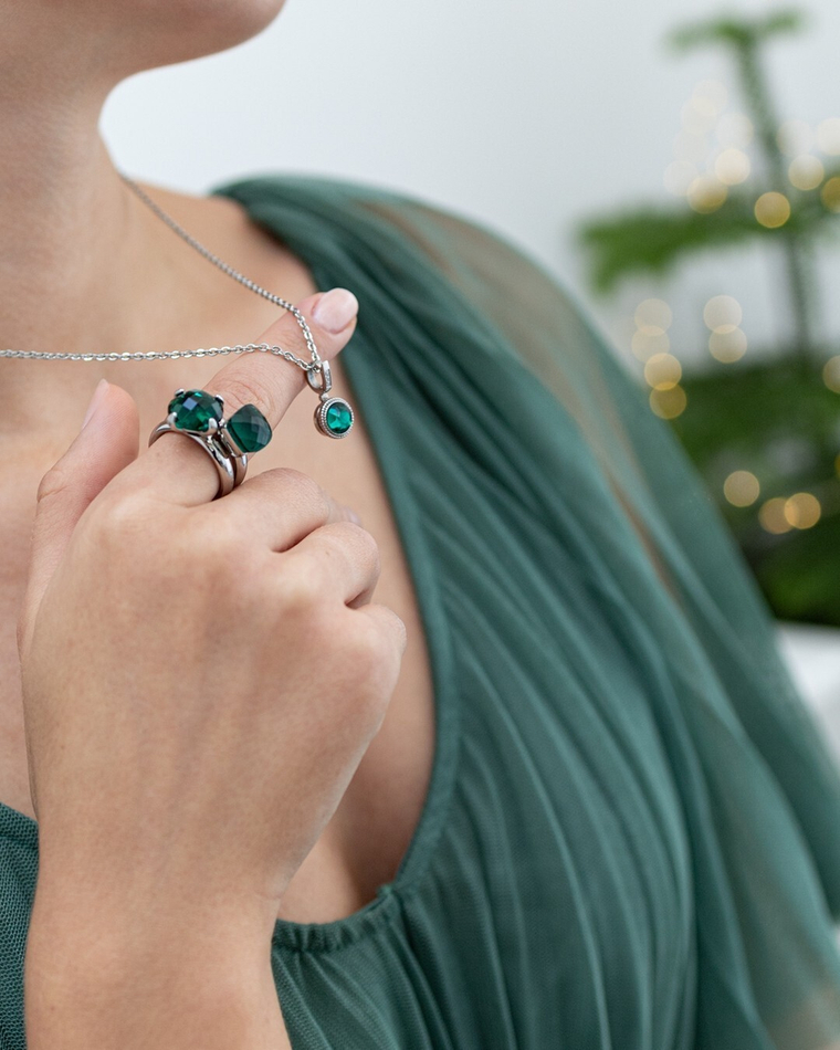 Кольцо Qudo Firenze emerald 17.2 мм 610447 G/S