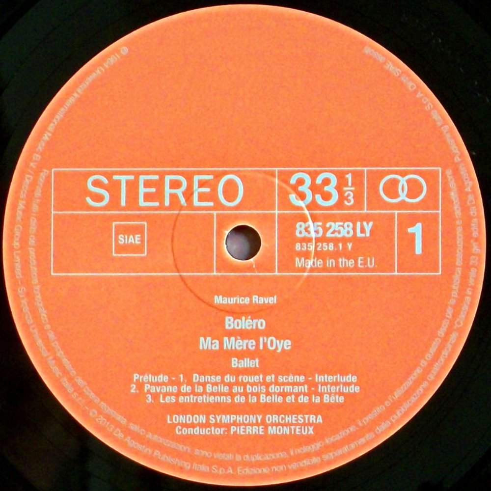 Pierre Monteux, London Symphony Orchestra / Ravel: Bolero, Ma Mere L'Oye, La Valse (LP)
