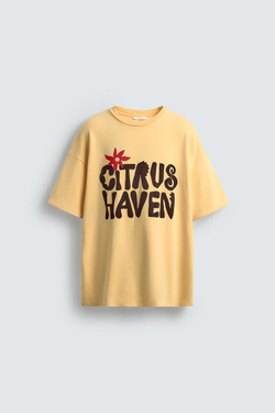 ZARA ТОЛСТОВКА С НАДПИСЬЮ, ТЕМНО-ЖЕЛТЫЙ