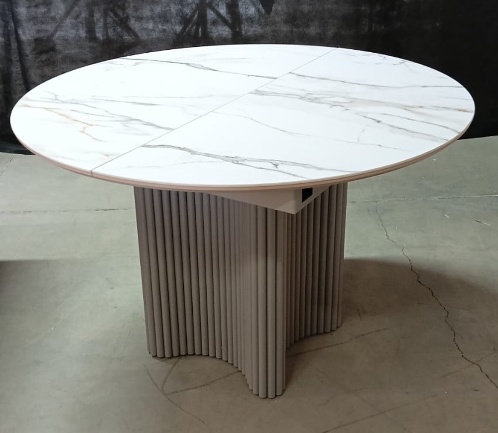 Стол М-City DISAUR Адажио 115 Круглый Мрамор (Gilt White), керамика, Латте каркас