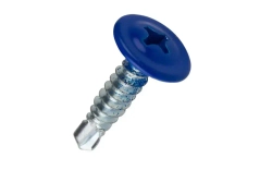 Саморез с прессшайбой 4,2х19 синий насышенный RAL5005 со сверлом 100шт.