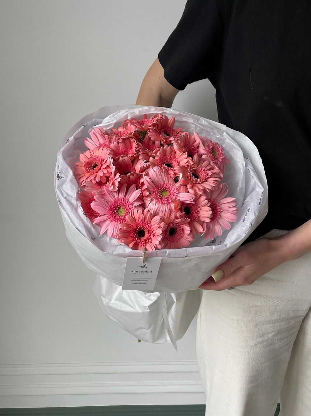 Букет из гербер в нежно-розовом оттенке 21 шт