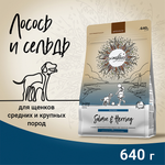 Сухой корм CRAFTIA NATURA для щенков средних и крупных пород из лосося и сельди 640 г