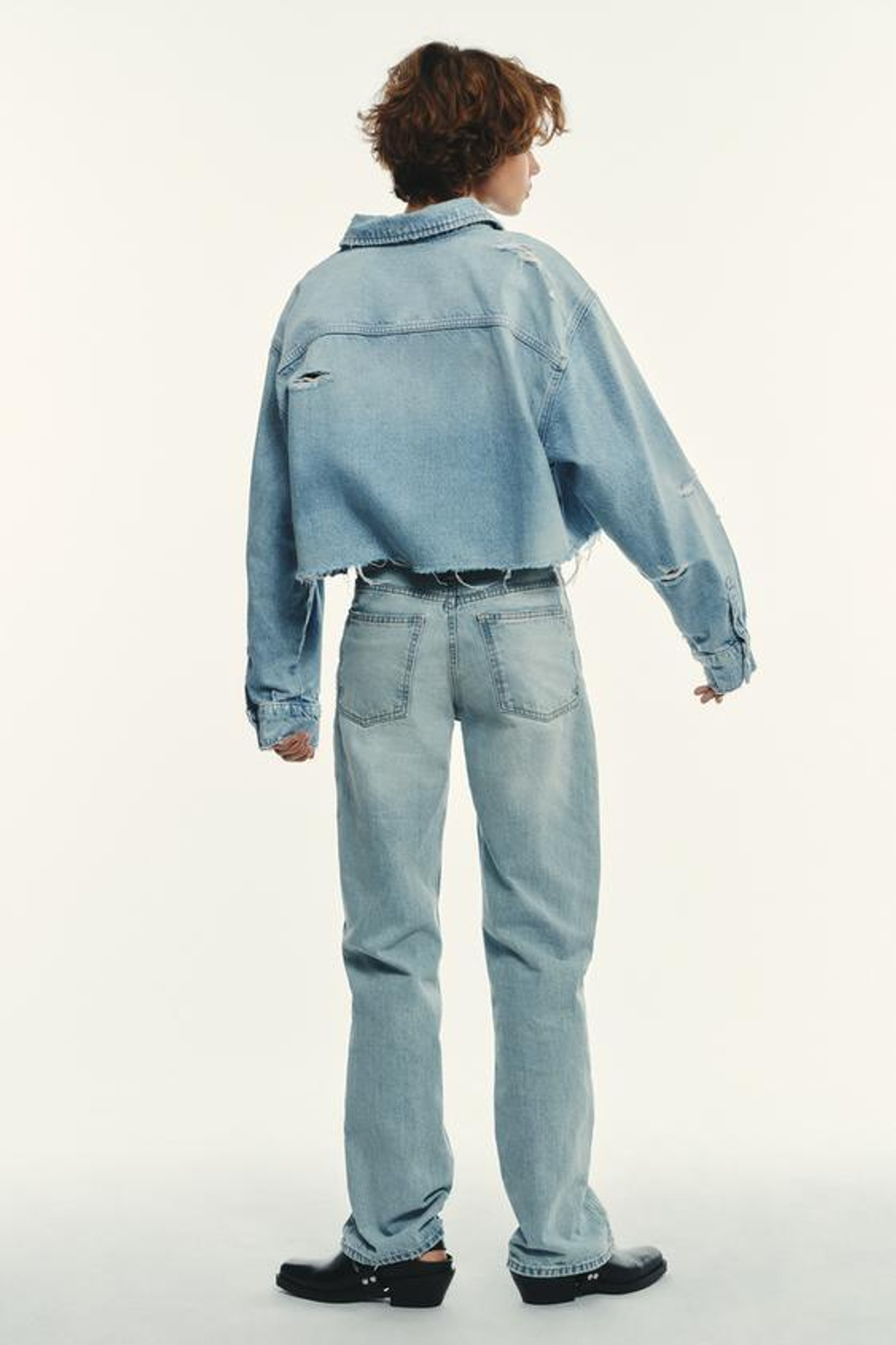 ZARA ДЖИНСЫ TRF WIDE LEG СО СРЕДНЕЙ ПОСАДКОЙ, ГОЛУБОЙ