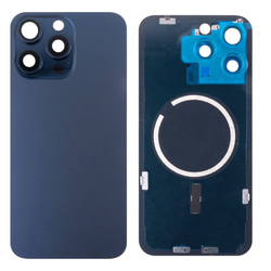 Задняя крышка для Apple iPhone 15 Pro Max в сборе со стеклом камеры Синий (логотип) - Премиум