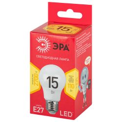 Лампа светодиодная ЭРА RED LINE LED A60-15W-827-E27 R 15Вт груша теплый белый свет Е27 | Лампы cветодиодные Груша (A)