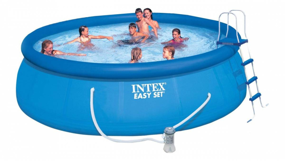 Бассейн надувной Intex Easy Set 457х122 см + фильтр-насос 3785 л/ч, лестница, тент, подстилка (26168)
