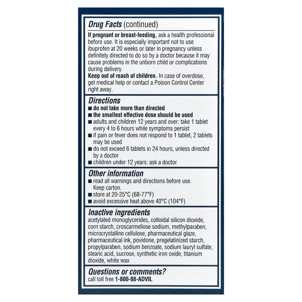 Advil, Таблетки ибупрофена, 200 мг, 100 таблеток, покрытых оболочкой