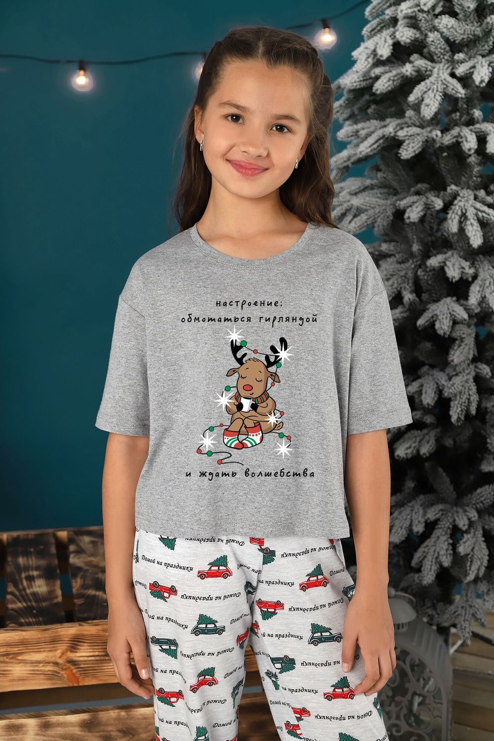 Костюм для девочки Каникулы-1.2 Виотекс СЕРЫЙ МЕЛАНЖ