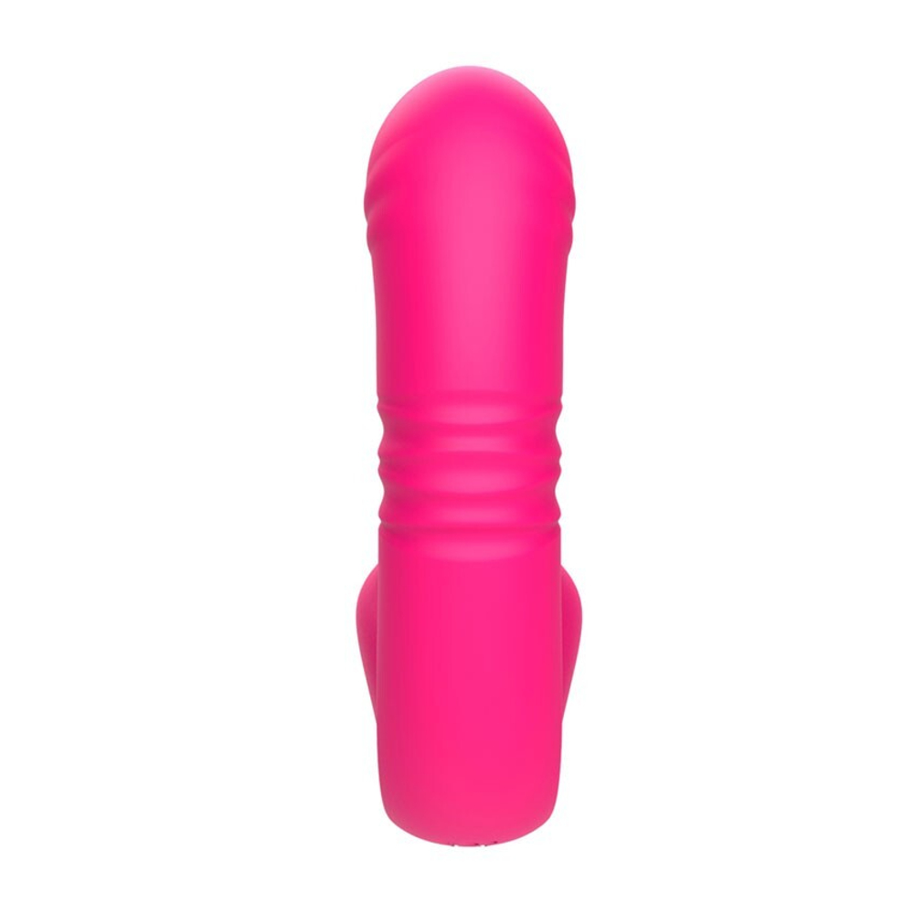 Розовый изогнутый вибратор с фрикциями - 19,7 см. (Цвет: розовый)
