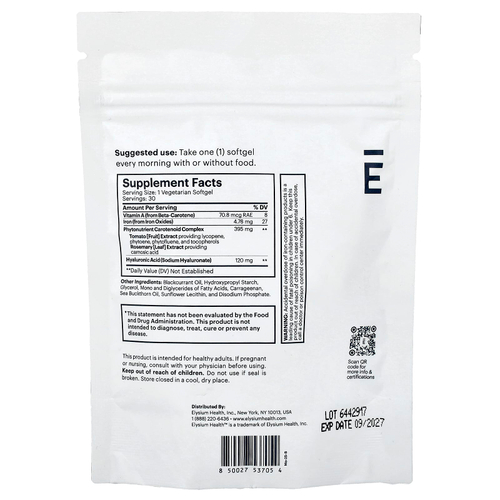 Elysium, Mosaic, поддержка старения кожи и коллагена, 30 мягких таблеток