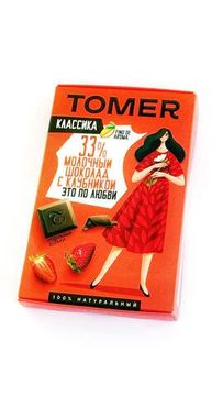 Томер Молочный шоколад 34 % " Клубника", 90 гр.