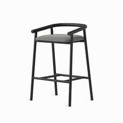 Полубарный стул Alter, 65 см, черный с серой обивкой
