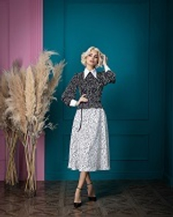 07-02-24 FW Шелковое платье, черный, белый, мелкий горошек