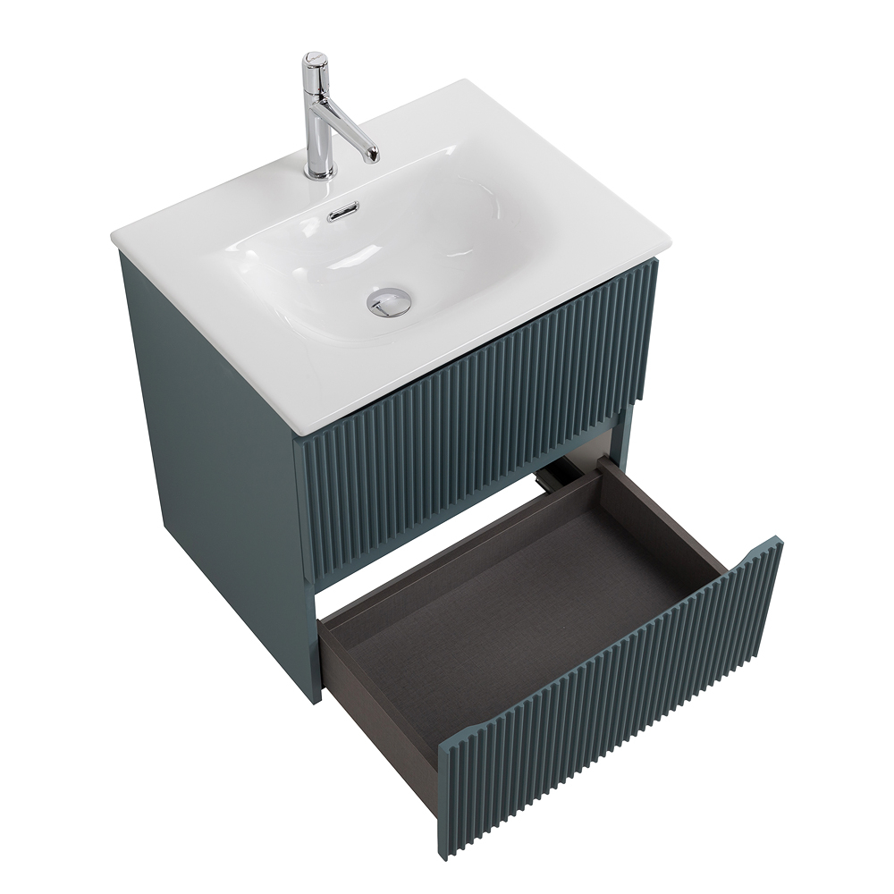 Тумба с раковиной подвесная BelBagno UNO-MINI-600-2C-SO-AO Голубой матовый, раковина белая BB-8099-3-60