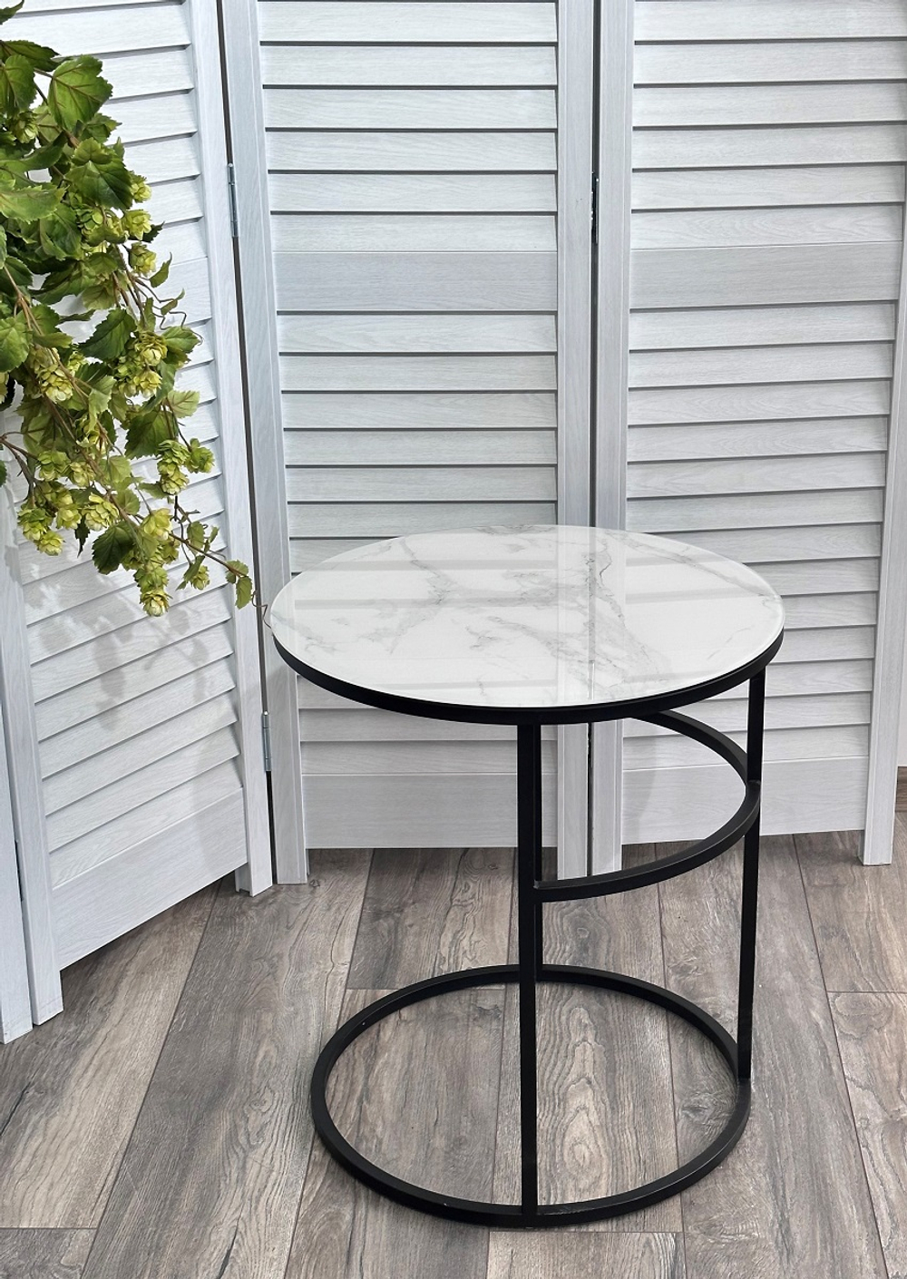 Журнальный столик М-City DISAUR Френсис Белый мрамор, стекло, Черный