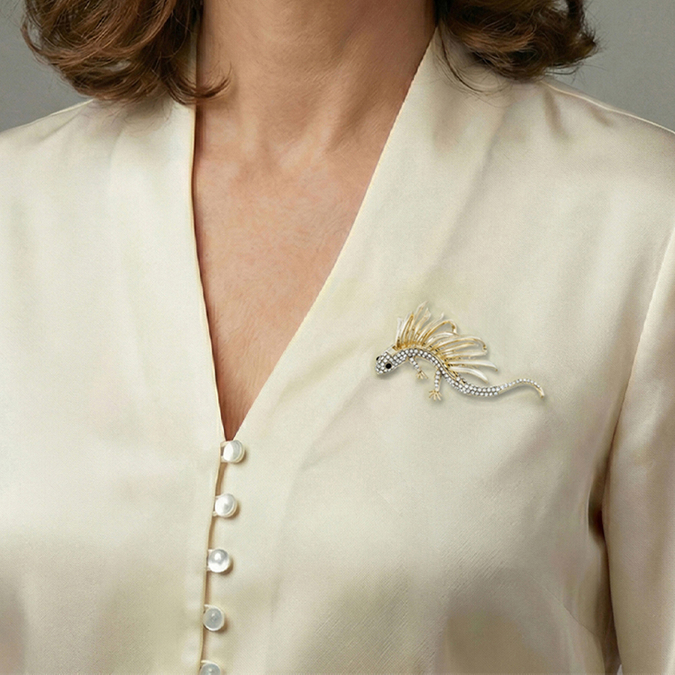 Брошь Fiore Luna Dragon чешский бриллиант BR15080 BW/G