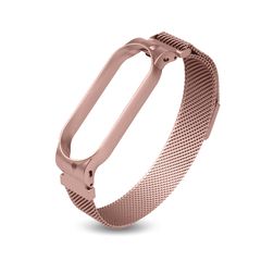 Металлический ремешок Milanese Loop для Xiaomi Mi Band 5, 6 (Розовое золото)