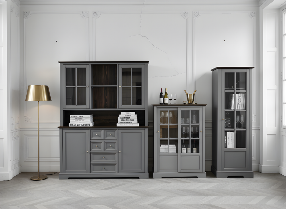 Шкаф-витрина деревянная Лэйквью 60х41х170 см, сервант с 4 полками, из массива сосны