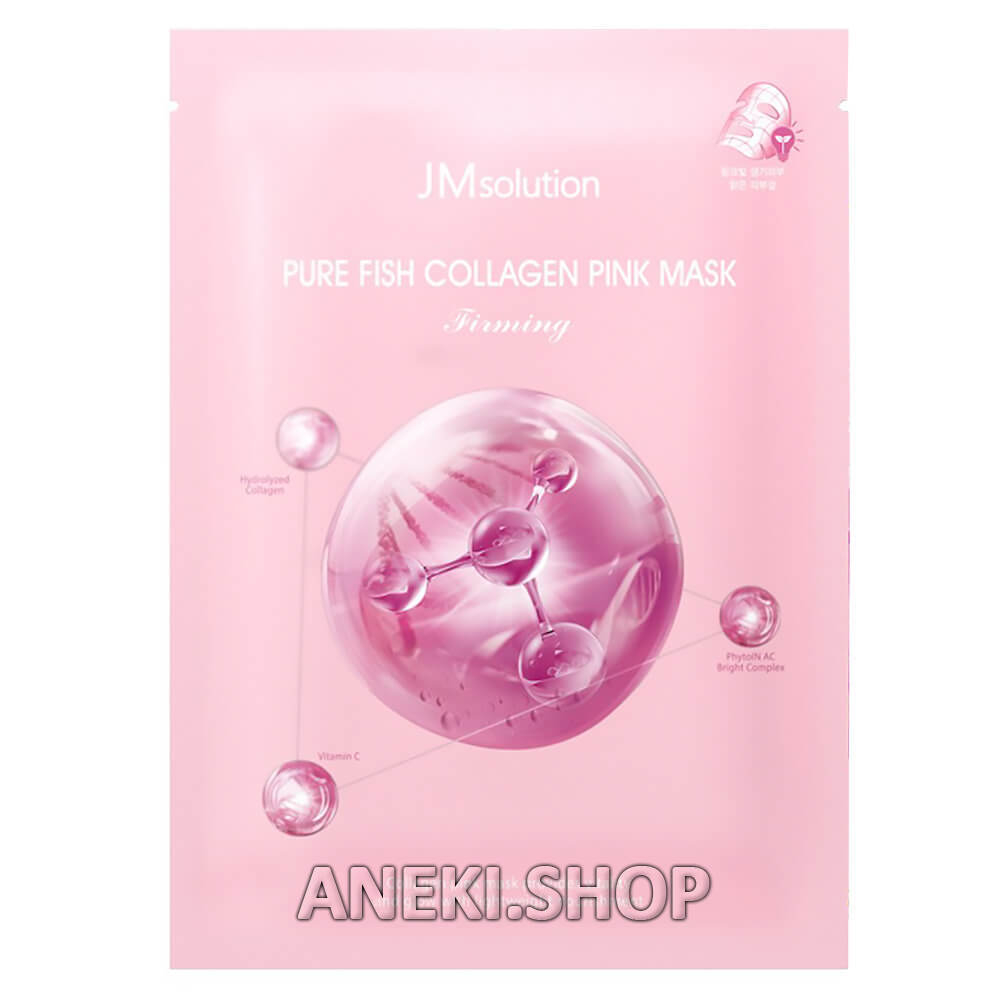 Маска тканевая укрепляющая с коллагеном для сияния кожи 30 мл JMsolution Pure Fish Collagen Pink Mask