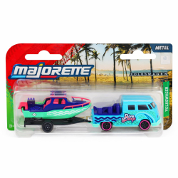 Majorette - Металлический автомобиль No.1 VOLKSWAGEN T1 1:64 + прицеп с моторной лодкой 4102000