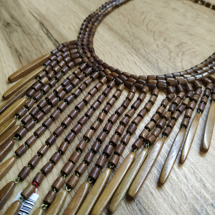 Колье Римлянка, 19 подвесов, дерево, цвет коричневый, 48 см