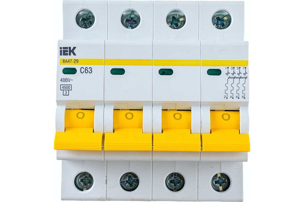 Автоматический выключатель ВА47-29 4Р 63А 4,5кА С IEK