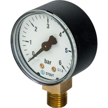 Манометр радиальный Stout 1/4", 6 бар, 63 мм (SIM-0010-630608)