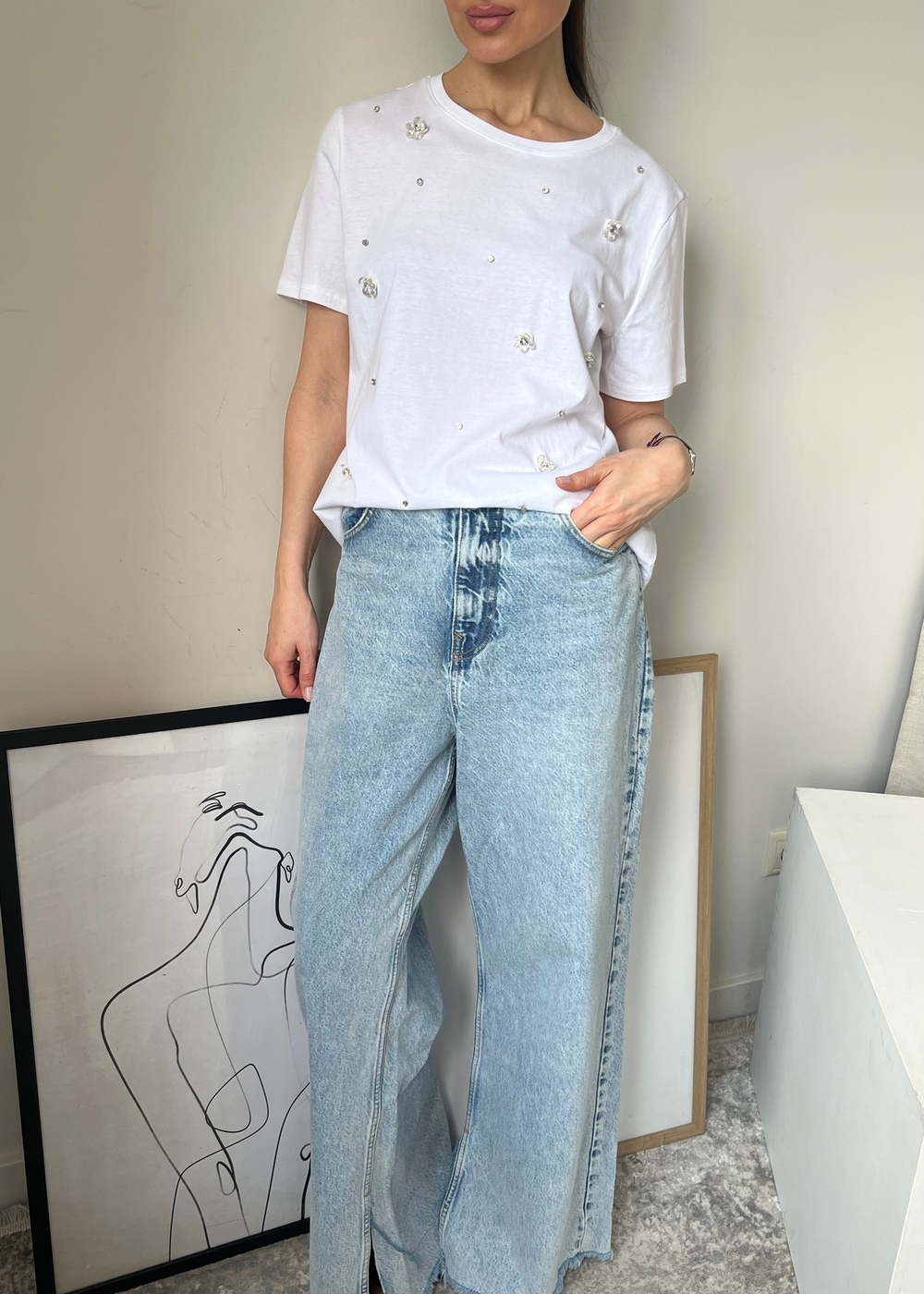 Хлопковая футболка Zara, L