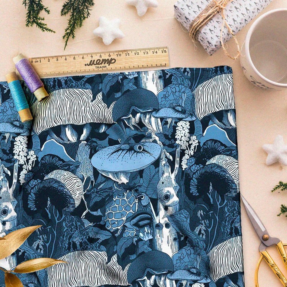 Ткань премиум атлас шум леса