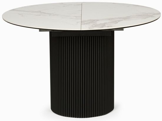 Обеденный стол Elan диаметр 110 (40) раскладной белый глянец