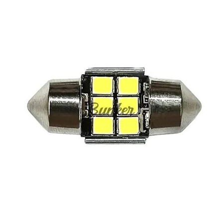Светодиодная автомобильная LED лампа TaKiMi SJ-2835-6SMD 28mm,Белый,Не полярная,12V