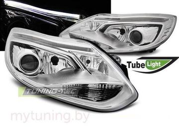 Передние фары Ford Fokus 3 tube lights chrome