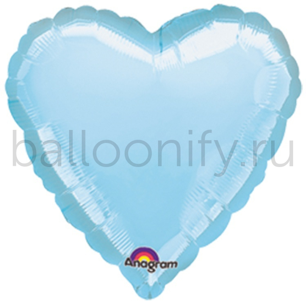 Фольгированная фигура, сердце, 18"/46СМ Пастель Blue