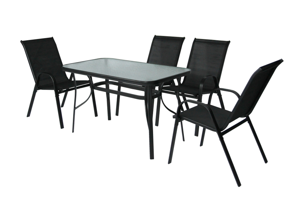 Набор мебели Garden Story Сан-Ремо (4 кресла кор.2+стол 120х70см, каркас черный, сиденья черные)