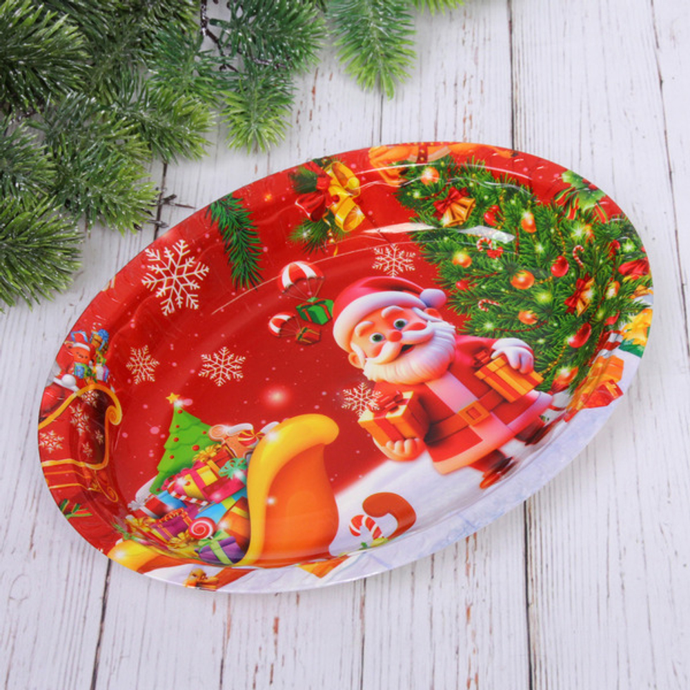 Поднос пластиковый «Добрый Дедушка Мороз» 22*30см