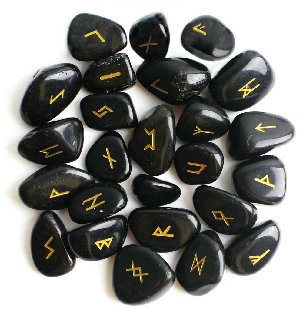 Скандинавские каменные Руна черный обсидиан Р-001