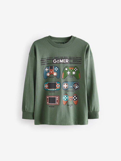 Лонгслив для мальчика Next 683-149, 3 шт., Черный, Хаки, Синий