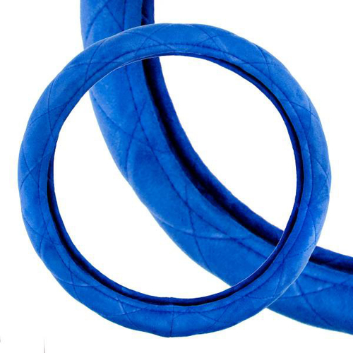 Оплетка руля M 37-38 см замша синяя с прострочкой ECO (SKYWAY)