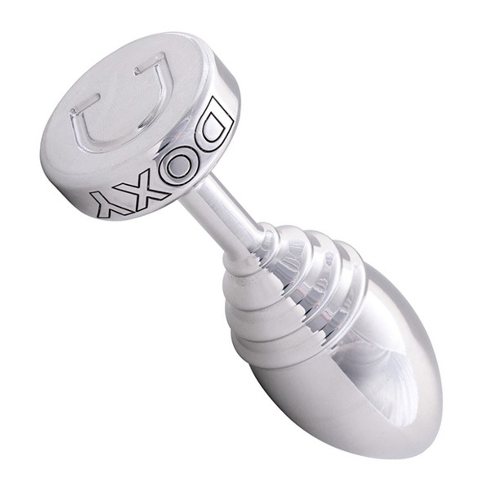 Серебристая ребристая анальная втулка 10,5см Doxy Ribbed Butt Plug DXBPSRB