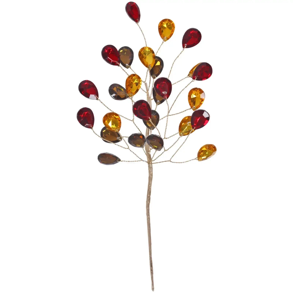 Ветка декоративная «Драгоценный камень» 23 см, Янтарь/Шоколад